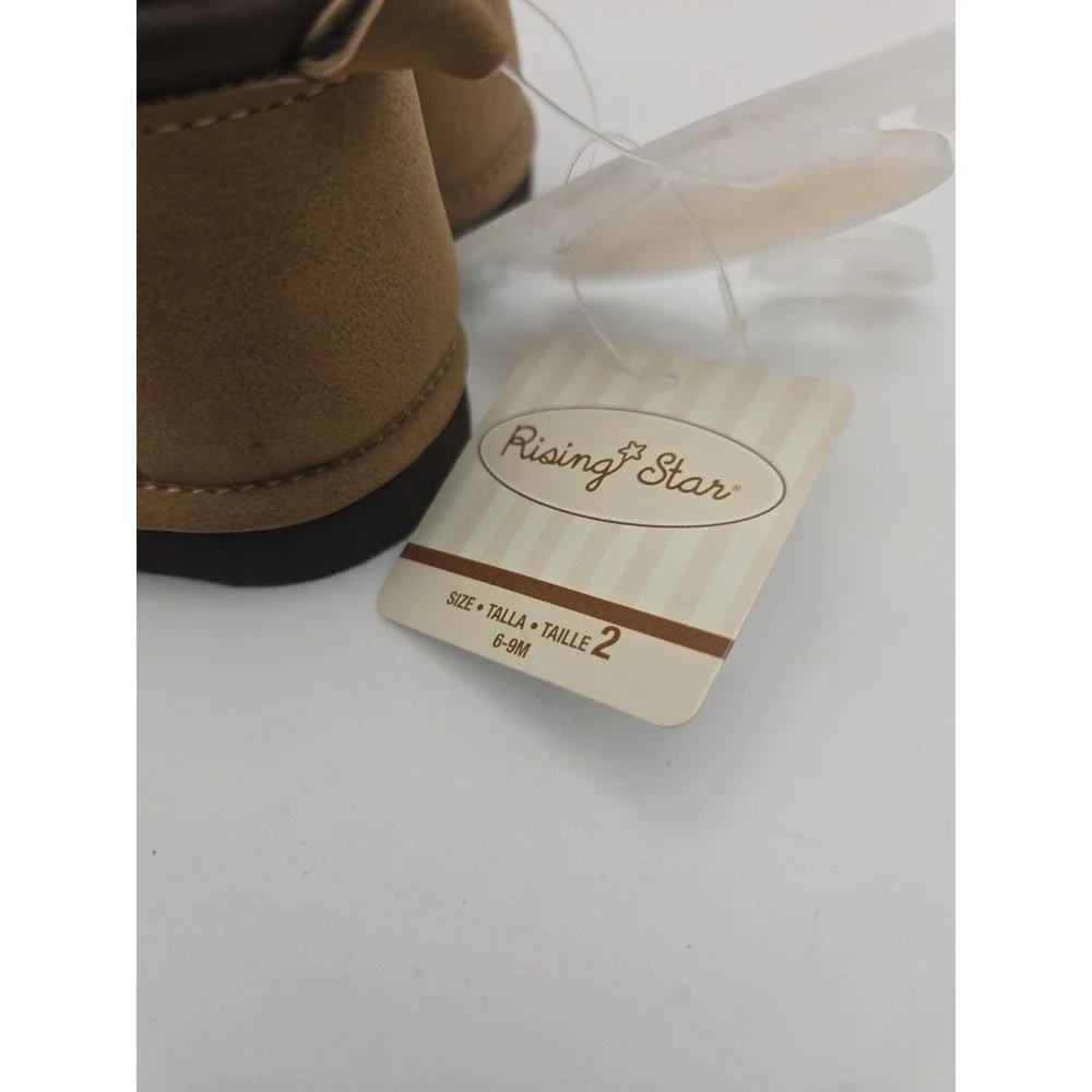 Rising Star Baby Boots Tan Brown Red Lace Hiking Style Shoes Size 6-9 M Cute